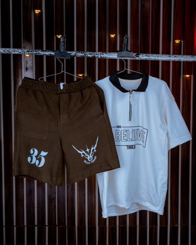 Hood Thread Believe Streetwear Set β White & Brow