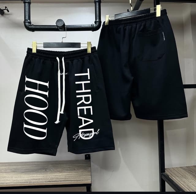 Hood Thread Signature Fleece Shorts β Black