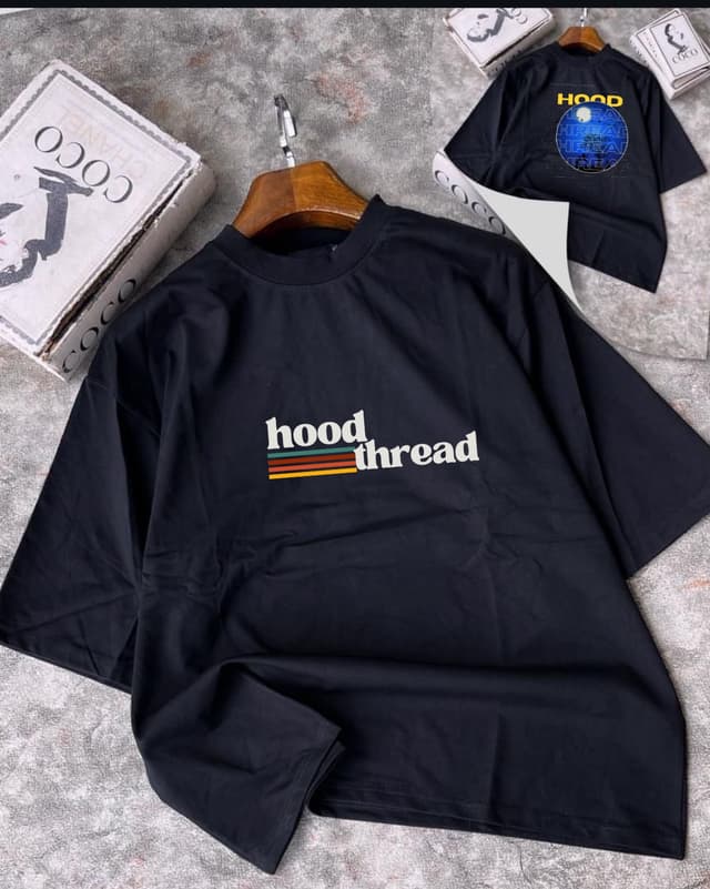 Hood Thread Retro Graphic Tee β Black